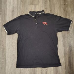 Navy Polo Shirt with Red Logo